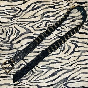 Unisex Black Bullet Studded Leather Belt